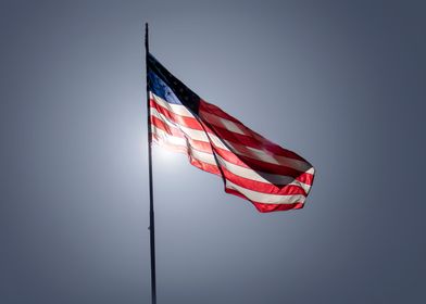 American flag blowing wind