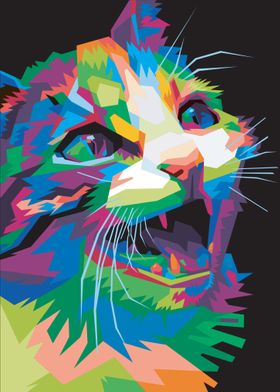 Colorful cat head style