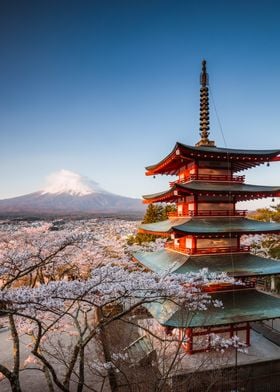 Pagoda and Mt Fuji Japan