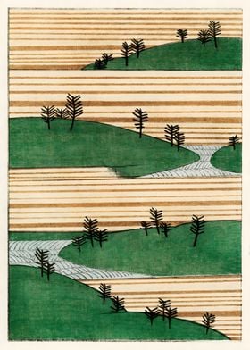 Ukiyo e Landscape Green