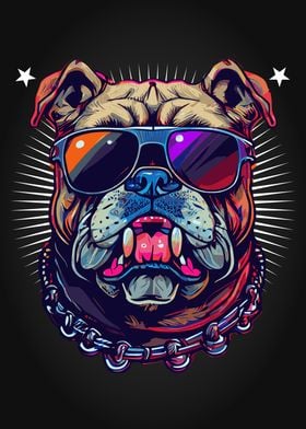 Badass Vaporwave Bulldog