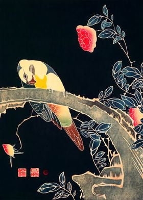 Ukiyo e Parrot Bird