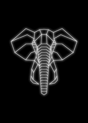 neon elephant black white