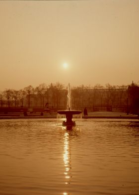 French fountain twilight