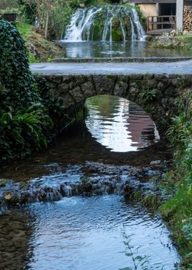 Waterfall with tunnel