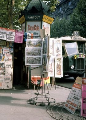 French old newspaper kiosk