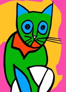 Cubism Cat Poster