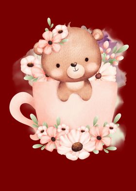 A Cup FLower Cute Pandas