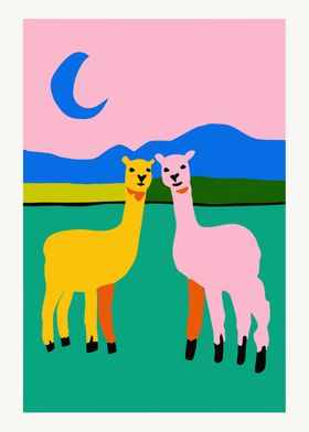 Cute Alpacas Painting