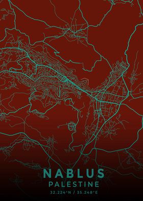 Nablus Retro Modern Map