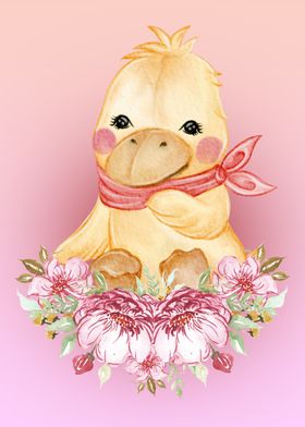 watercolour baby duck