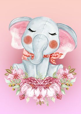 water color baby elephant