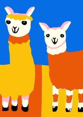 Colorful alpacas painting