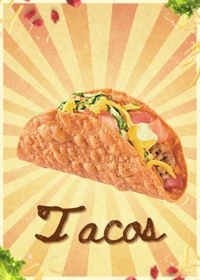 Retro Tacos Poster