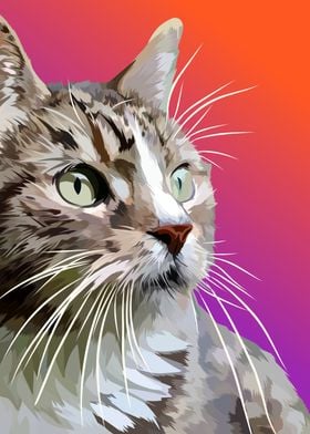 Pet cat in vector style