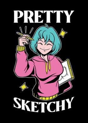 Pretty Sketchy Apparel Art' Poster, picture, metal print, paint by OffPlate  Designs