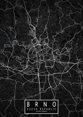 Brno City Map Dark