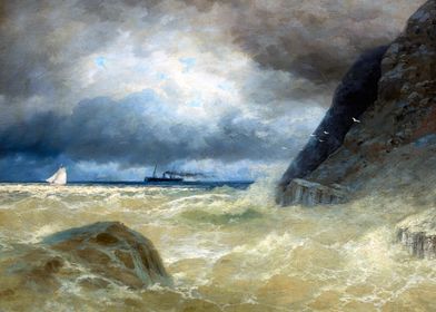 Seascape with a Steamer