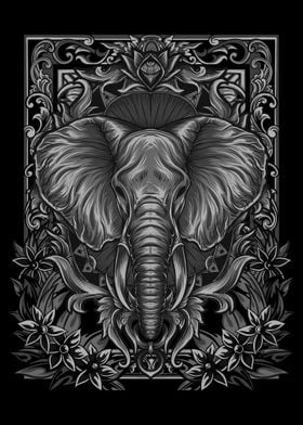 Black and white Elephant
