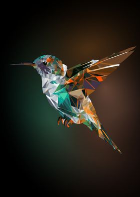 Polygonal Hummingbird Art