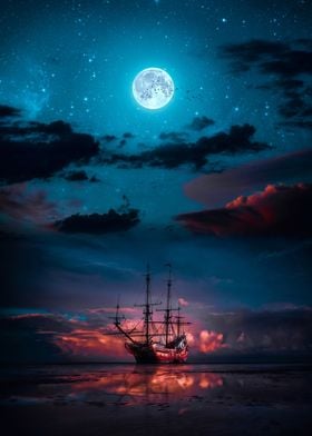 Sparrow Boat and Moon