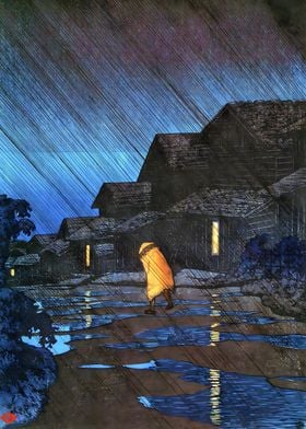 Ukiyo e Rainy Night