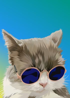 Pet cat in vector style