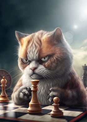 Funny Cat Playing Chess
