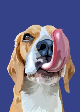 Beagle tongue out vector