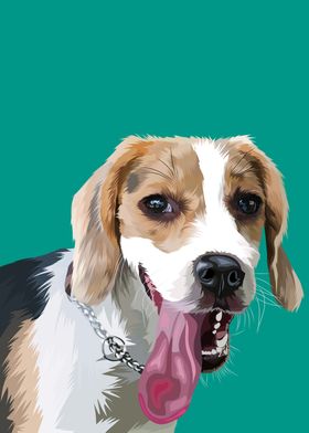 Beagle tongue out in vecto