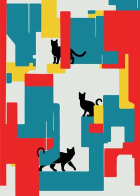 Geometric Cats Bauhaus Art