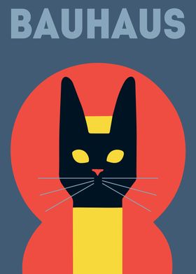 Geometric Bauhaus Cat Art