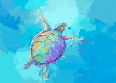 Colorful Giant Sea Turtle