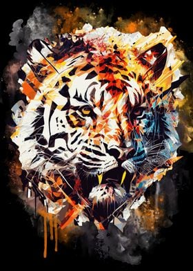 Abstract Tiger Painting