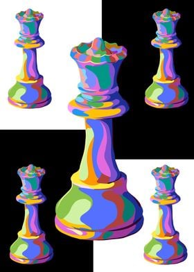 Chess pieces in pop art