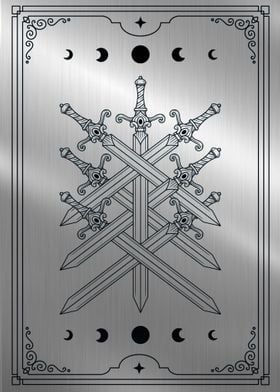 Seven sword tarot card