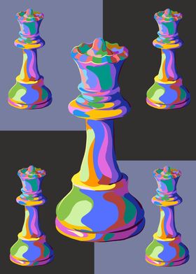 Chess pieces in pop art