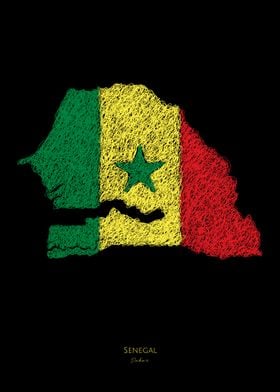 Senegal Flag Map World Cup