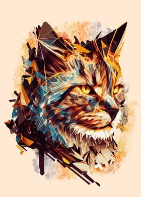 Geometric Cat Painting