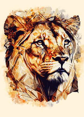 Abstract Lion Head Art