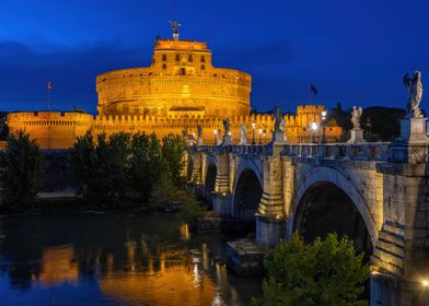Castle And Bridge In Rome