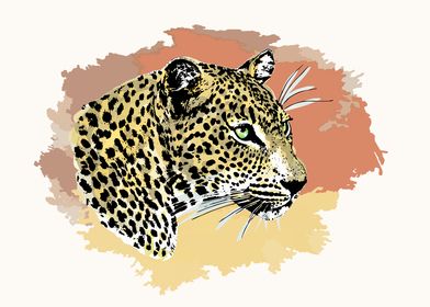 Leopard Face Watercolor