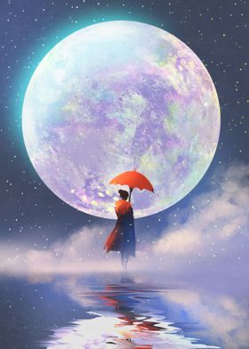 Painting Moon with Woman