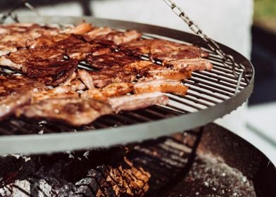 Barbeque meat on a grill