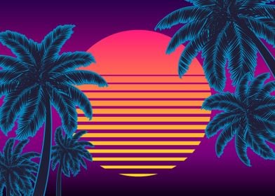 Palm Neon Synthwave