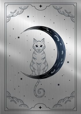 Cat and crescent moon