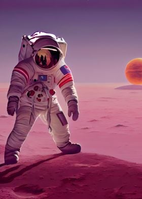 Astronaut on pink planet