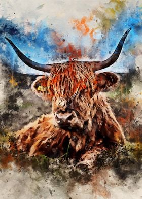 Sitting Highland Cow 