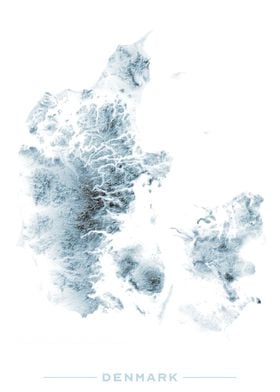 Denmark blue relief map