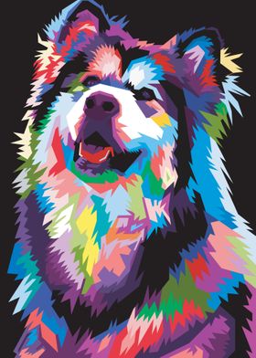 Colorful dog head